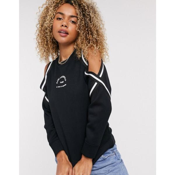 ラガーフェルド スウェット トレーナー トップス Karl Shoulder レディース Lagerfeld カール トップス トップス ブラック Logo Black In Cold Logo Sweatshirt Ap フェルマート Fermart 1号店