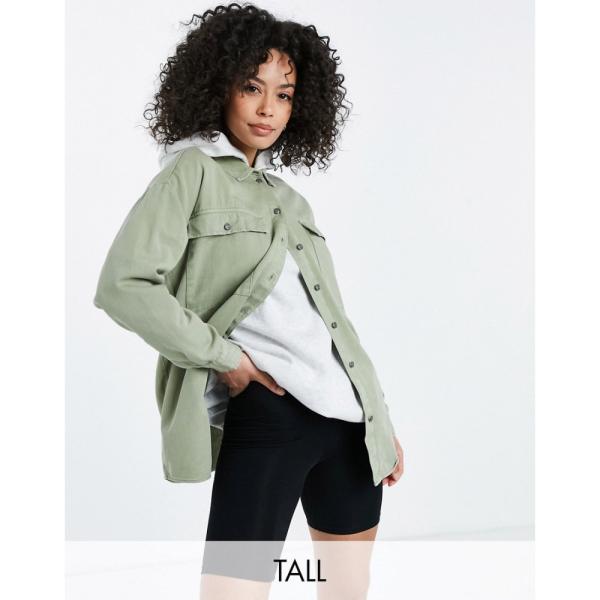 売れ筋最安値 レディース ノイズィーメイ セージグリーン ジャケット シャツジャケット アウター Shacket Sage In Green Denim Ak7ux Tall Noisy May アメリカ 価格 Jlt Polinema Org