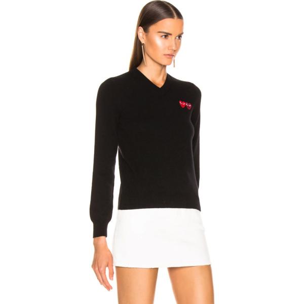 コム デ ギャルソン Comme Des Garcons Play レディース ニット セーター Vネック トップス Double Emblem V Neck Sweater Black Jornaldopovaodf Com Br