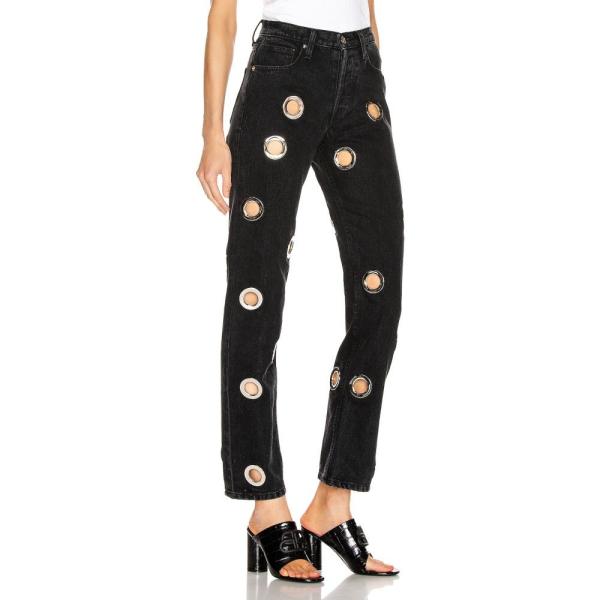 フランキービー Jean Frankie B レディース Leg ジーンズ デニム ボトムス パンツ ファッション Eyelet Mid Rise Straight Leg Jean Black Hs Fkbjwj8 00e フェルマート Fermart 1号店