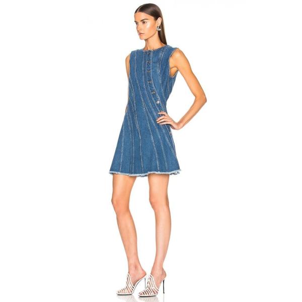 高評価開店記念セールのミュグレー Mugler レディース ワンピース デニム ミニ丈 ワンピース ドレス Denim Mini Dress Medium Blue 人気商品のの