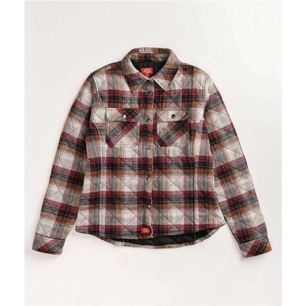 安い値段 レディース ディッキーズ ジャケット シャツジャケット アウター Xadvf4917 Shirt Red Plaid Jacket Dickies Dickies Auburn 超激安ショップ Jlt Polinema Org