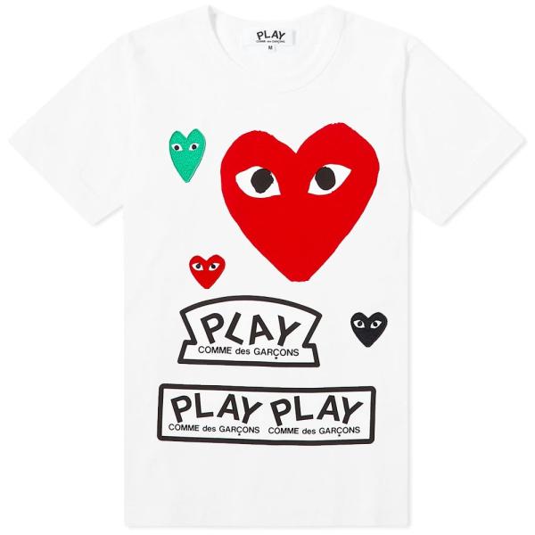 超高品質で人気の ロゴtシャツ レディース トップス デ コム ギャルソン Ugtqa Des White Red Tシャツ Tee Play Multi Logo Garcons Comme 大特価祭 Jlt Polinema Org