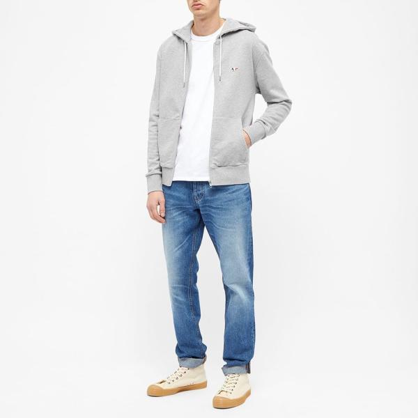 メゾン キツネ Maison Kitsune メンズ パーカー トップス Tricolour Fox Zip Hoody Grey Melange Sme Md