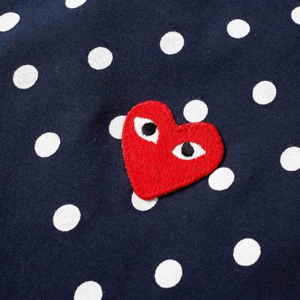 コム デ ギャルソン Comme Des Garcons Play メンズ 長袖tシャツ トップス Long Sleeve Polka Dot Tee Navy Supersport Tn
