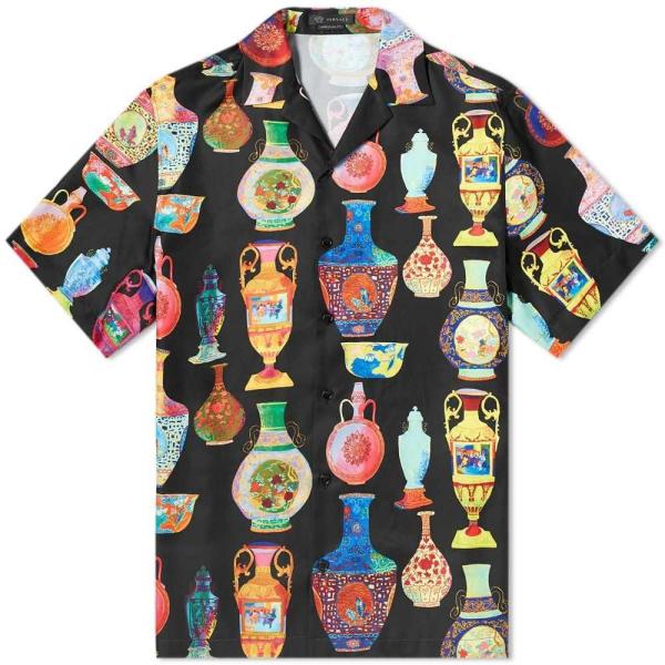 ヴェルサーチ Versace メンズ 半袖シャツ トップス X Andy Dixon 7 Vessels Vacation Shirt Black Multi Bellsignsaz Com