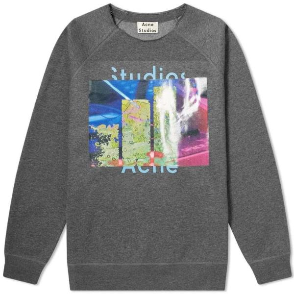 アクネ ストゥディオズ Acne Studios メンズ スウェット トレーナー トップス Fletcher Video Crew Sweat Anthracite Grey Apaproduction Fr