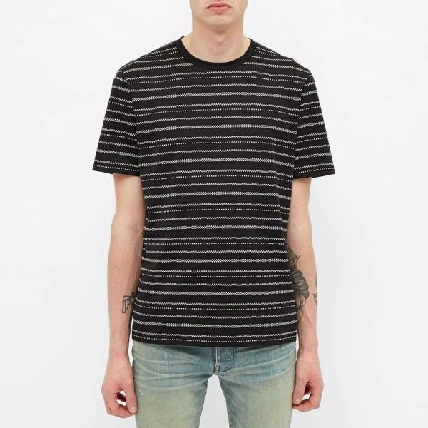 イヴ サンローラン Saint Saint Laurent Black Natural メンズ Tシャツ トップス Striped 半袖 Jacquard Tee Black Natural Sc Ffdc13dd3f フェルマート エフ Fermart Ef