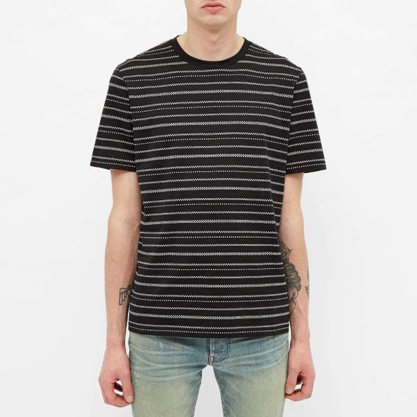 イヴ サンローラン Saint Saint Laurent Black Natural メンズ Tシャツ トップス Striped 半袖 Jacquard Tee Black Natural Sc Ffdc13dd3f フェルマート エフ Fermart Ef