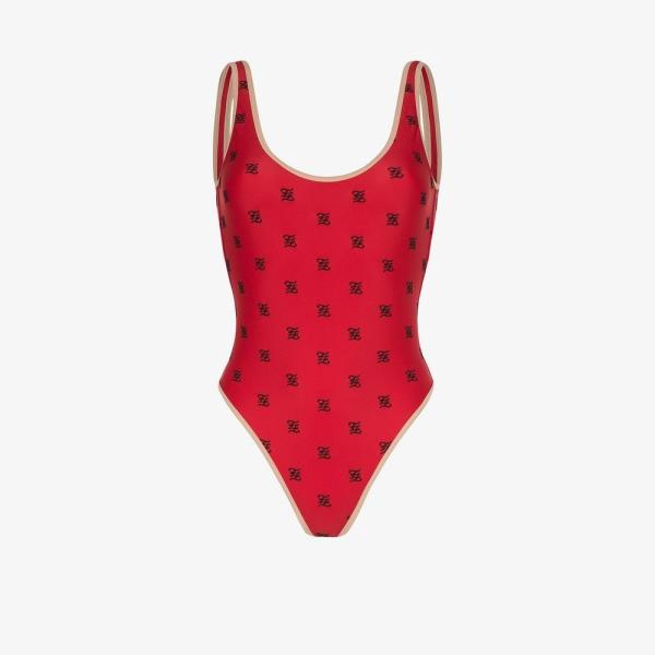 フェンディ Fendi レディース ワンピース 水着 ビーチウェア Karligraphy Scoop Swimsuit Red Unipymes Com