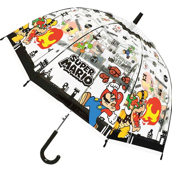 子供 ビニール傘 55cm スーパーマリオ ブラック 雑貨 日用品 文具