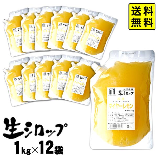 【かき氷シロップ 天然】マイヤーレモン 1kg×12袋入 果実感たっぷり ほんものの味 生シロップ 送料無料