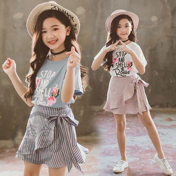 売れ筋ランキングも掲載中 ウエア 夏服 女の子 セットアップ Tシャツ ラップスカート 2点セット 韓国子供服 女の子 Tシャツ ラップスカート 上下セット ストライプ 夏服 涼しい 子供服 オシャ スウィート 可愛い お出かけ 110 1 130 140 150 160cm Www