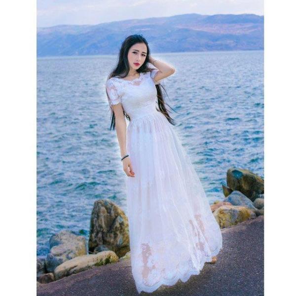 ロング 白 ワンピース レディース 半袖 Aラインワンピース レース リゾートワンピース 花柄 新作 ホワイト 着痩せ お洒落 ゆったり 薄手 夏 新作からsaleアイテム等お得な商品満載