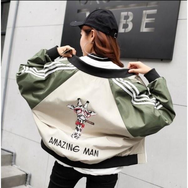 スカジャン レディース ジャケット バイカラー ラグランスリーブ ゆったり ダンス衣装 原宿系 ファッション スタジャン 春新品 F Audqf410 ベーカリー 通販 Yahoo ショッピング
