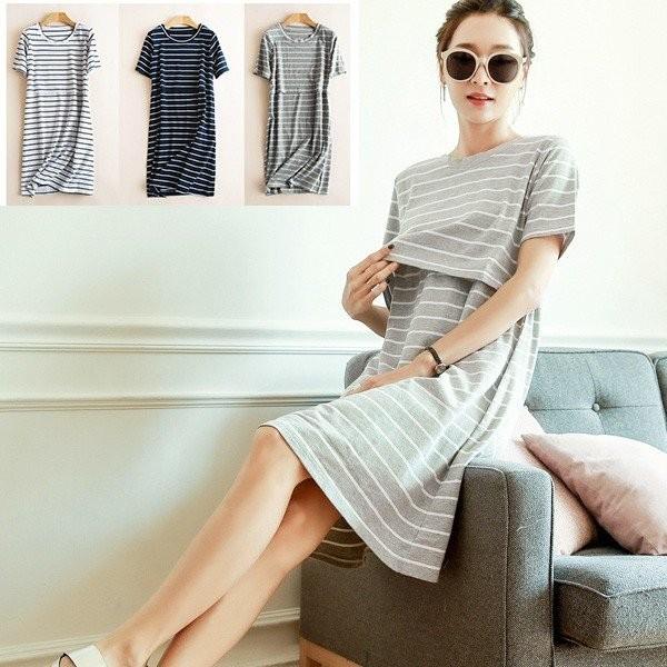 マタニティーパジャマ 授乳服 春夏秋冬 半袖 マタニティーパジャマ 綿100 大きいサイズ ストライプ 妊娠 ワンピース 授乳口付き ルームウェア 部屋着 ママ Www Ghostpresenter It