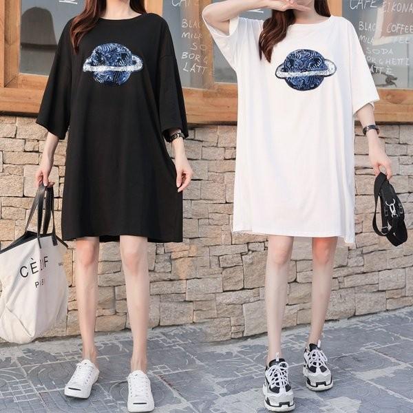 Tシャツワンピース ロンティー レディース トップス クルーネック ショート丈ワンピース ロンtシャツワンピ 半袖ティーシャツ 春夏 ゆったり 体型カバー P Vxplb437 ベーカリー 通販 Yahoo ショッピング