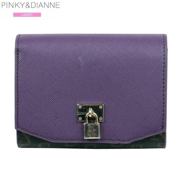 PINKEY＆DIANNE 紫 レザー 二つ折り財布 チャーム付き レディース