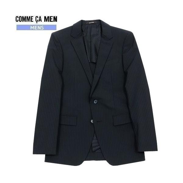 SALE 84%OFF  COMME CA MEN コムサメン ポリスト カラーストライプ 2B テーラードジャケット 黒 19/11/2 071119 送料無料