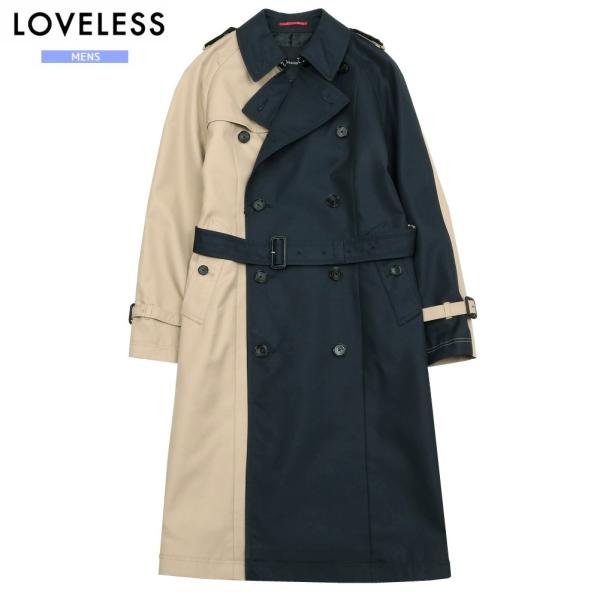 ぺこちゃん 極美品 LOVELESS ブロックトレンチコート ベルト 配色 LOVELESS（ラブレス） 訳あり商品 トレンチコート メンズ ブランド 撥