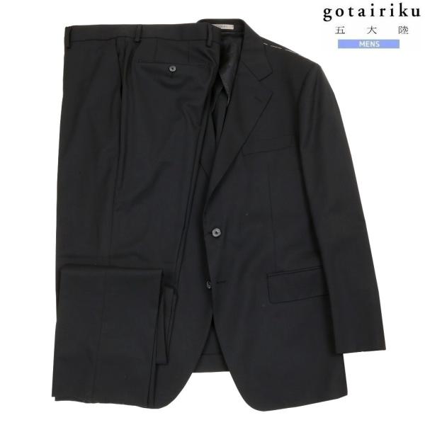 五大陸 ビジネススーツ gotairiku 33%OFF メンズ ブランド 無地 シングル ２ボタン ストレッチギャバジン 背抜き ノータック 黒 2304BF 送料無料
