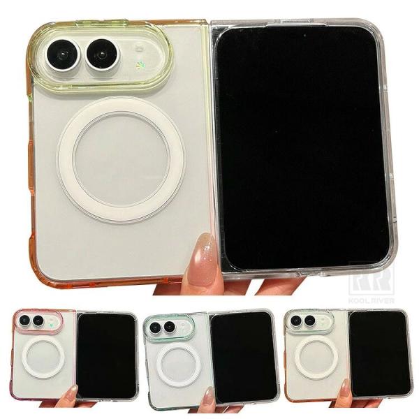 iPhone Duo用 クリアケース カバー 折りたたみ型 アクリル ハードケース グラデーション 保護ケース Qi充電 ワイヤレス充電 対応 Apple用 アップル用 アイフォン
