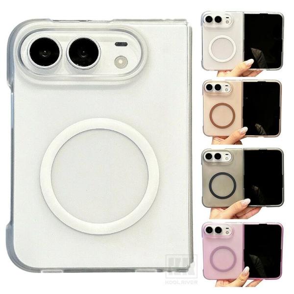 iPhone Duo用 ケース マット仕様 半透明 カバー 折りたたみ型 プラスチック ハードケース Qi充電 ワイヤレス充電 対応 保護ケース Apple用 アップル用 アイフォ