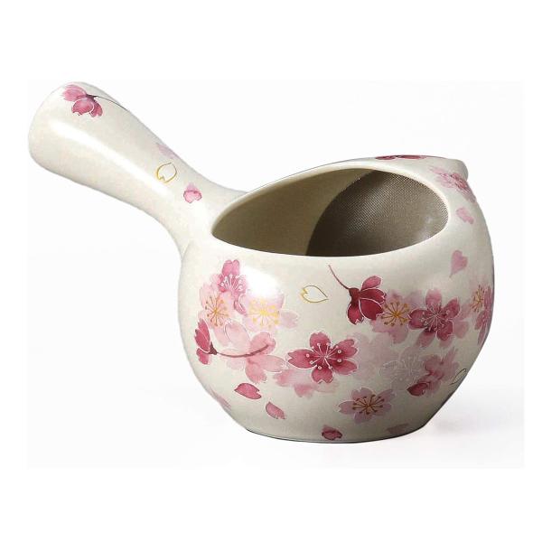 急須 晶光白桜柄ちゃーみる エム網 ティーポット ヤマキイカイ F456 フタなし 陶器製 日本製 320cc 湯冷まし 茶葉広がりやすい 洗いやすい 伝統工芸 旅行用