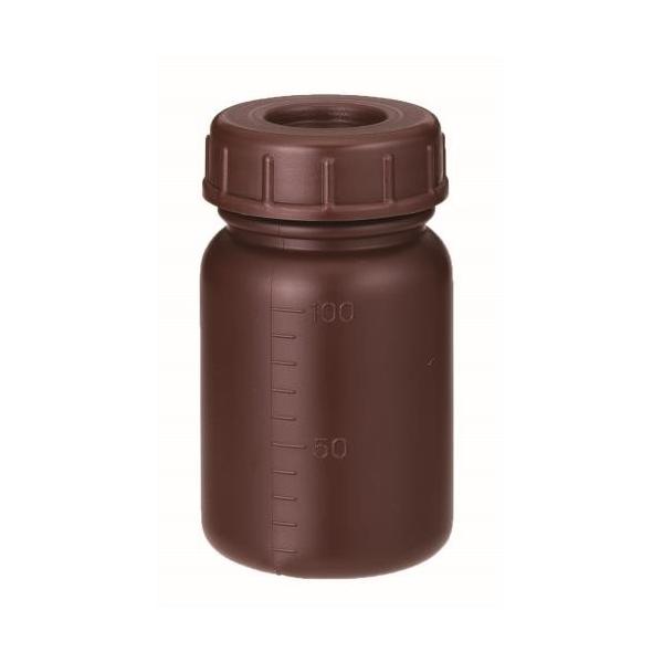 ●特長・紫外線を透過しにくい遮光性ボトルです・中栓付で密封性が高いです●用途・溶液などの保存に●材質・本体：ポリエチレン●仕様・容量：100ml・目盛：10ml・外径：51mm・全高：92mm