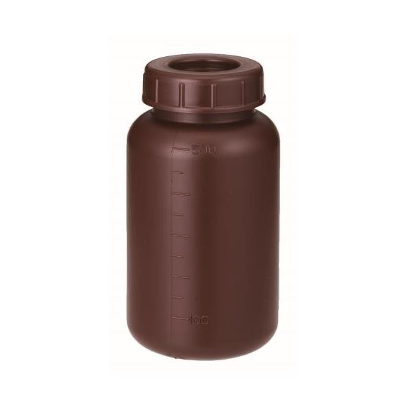 ●特長・紫外線を透過しにくい遮光性ボトルです・中栓付で密封性が高いです●用途・溶液などの保存に●材質・本体：ポリエチレン●仕様・容量：500ml・目盛：25ml・外径：77mm・全高：150mm