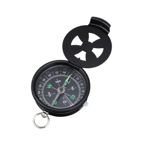 ●特長・指針が固定できるストッパ付です・ケースに見通し穴があり、収納時でも方角を確認できます●用途・方角測定に●材質・本体：アルミ●仕様・文字盤：英字