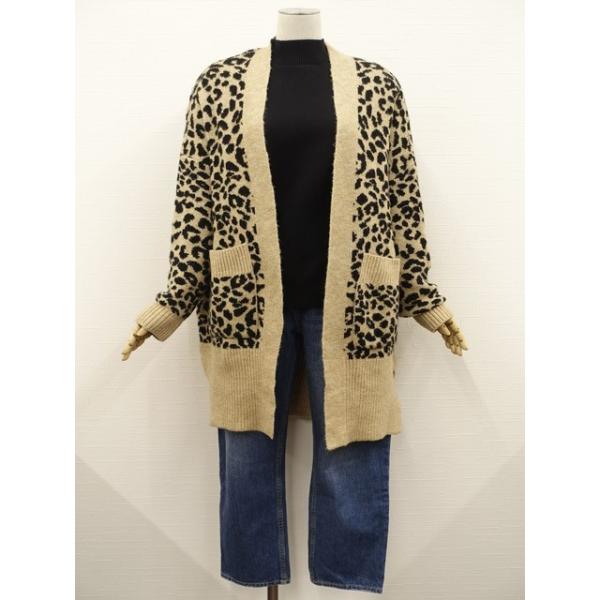 美品 MURUA等 ニットトッパーカーデ+長袖セーター+デニムパンツ コーデ3点セット S相当 ベージュ地 黒 アニマル柄/黒/青系 クール系 30代・40代 中古
