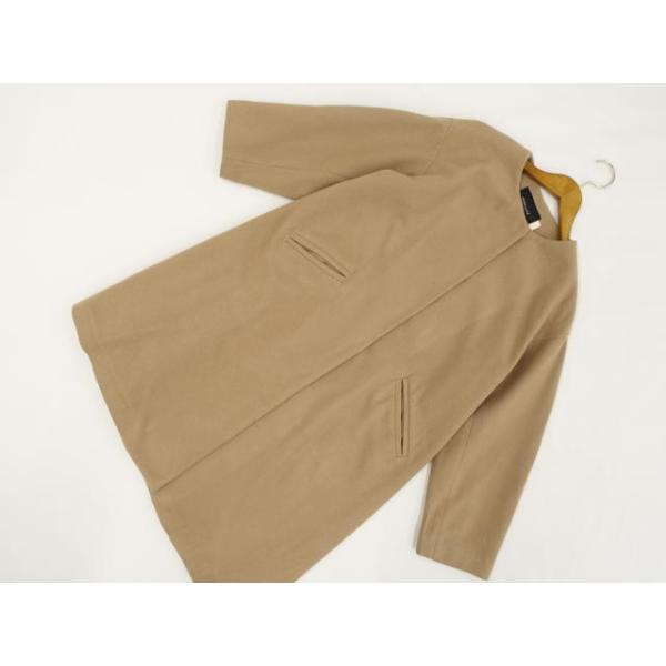 美品 サンプリシテ SIMPLICITE 長袖 ノーカラーコート キャメルベージュ  中古