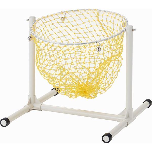 品番：D-7508Y フロア玉入れ台 イエロー商品仕様：●素材：本体/スチールパイプ塩ビコーティング直径28mm、ネット/ポリエチレン ●サイズ：幅50×奥行50×高さ42cm、リング径40cm ●重量：約1.85kg ●鈴付き ●ネット取...