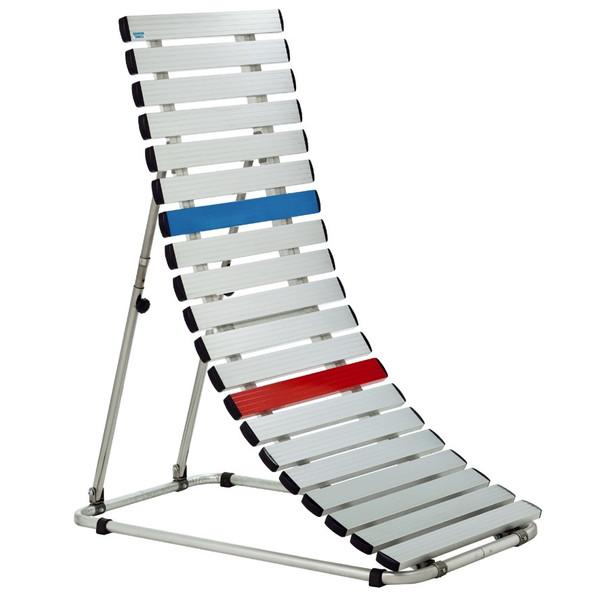 品番：S-4120 アルミクルット 屋内外兼用商品仕様：●重量：19kg ●幅65cm×長さ175cm×高さ105〜138cm ●角度3段調節式 ●主材32mmステンレス丸パイプ ●スロープ部：アルミ板張(アルマイト加工) ●クイ4 本付 ...