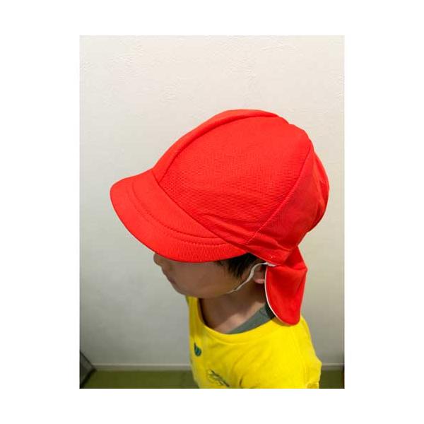 FOOTMARK フットマーク 幼児用 フラップ付き体操帽子 レッド Fサイズ(53-58cm)