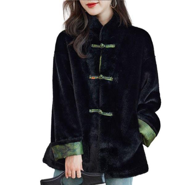 レディース ボアジャケット チャイナ服 ファーコート フェイクファー