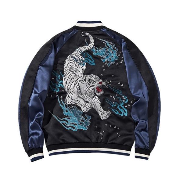 すたば ネイビー スカジャン 虎刺繍 日本製 楽天市場】スカジャン 虎（カラーネイビー）の通販