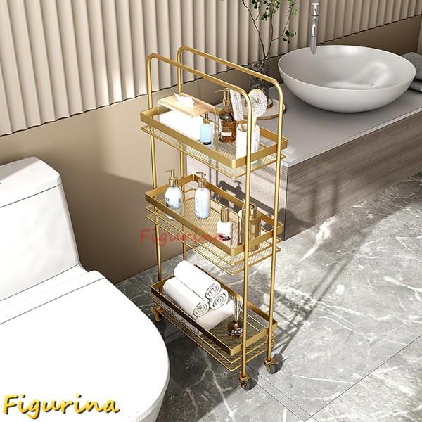 キャスター付きスリムワゴン 調味料ラック すきま収納 ゴールド 隙間