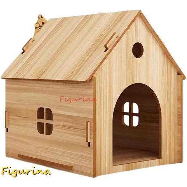 犬小屋 屋外用 天然木 木製 広い 猫 ハウス 頑丈 防風 休憩所 屋根 窓