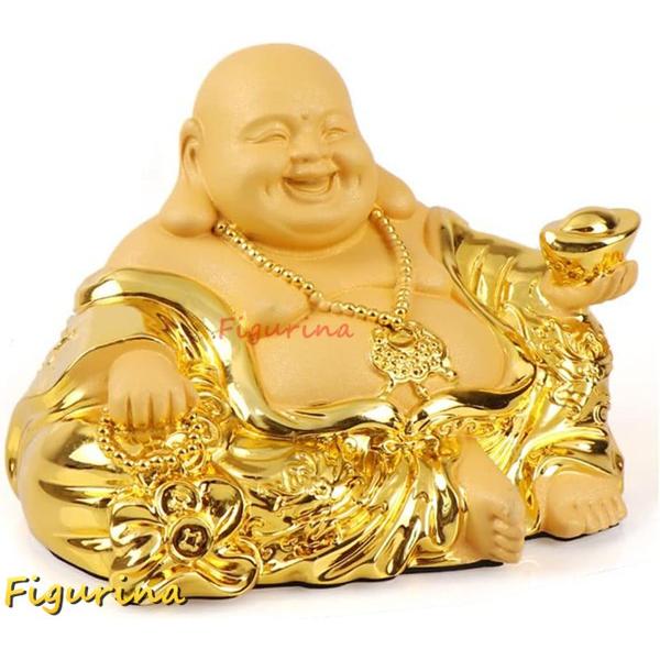 布袋さんの置物 樹脂製 金色 七福神 布袋 様 金のオブジェ 金運 お守り