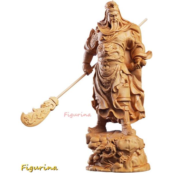 置物 木彫り 三国志 関羽 雲長 関羽像 武財神 仏像 フィギュア 青龍