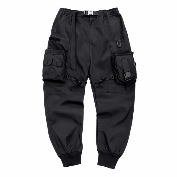 カーゴパンツ メンズ テックウェア ストリート 多機能ポケット ジョガーパンツ ゆったり バックルト 裾リブ ロングパンツ ミリタリー
