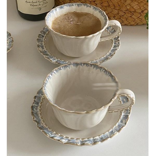 生活雑貨 食器 コーヒー、ティー ティー カップ & ソーサー 浮き彫り 1客セット レース フリル コーヒー