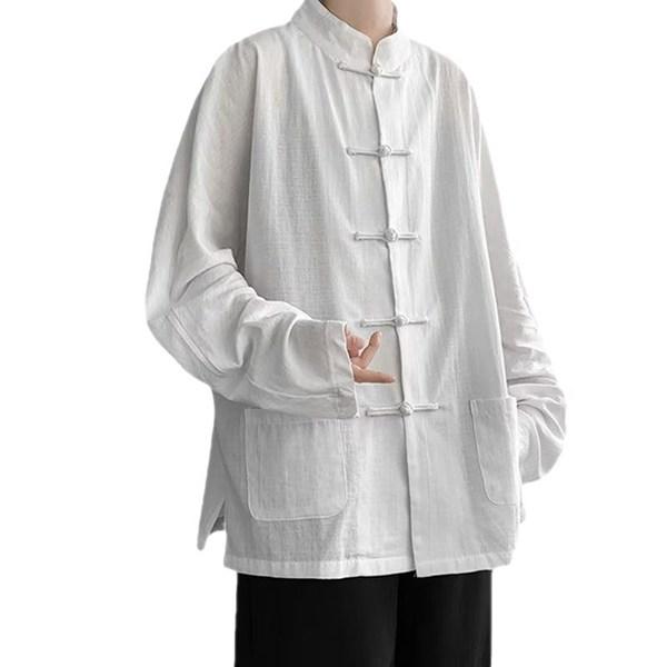 唐装 チャイナ服 メンズ 長袖 春秋 漢服 伝統服 チャイナボタン 茶師服 中華服 上着 カンフーシャツ チャイナ風 通学 部屋着 通気性