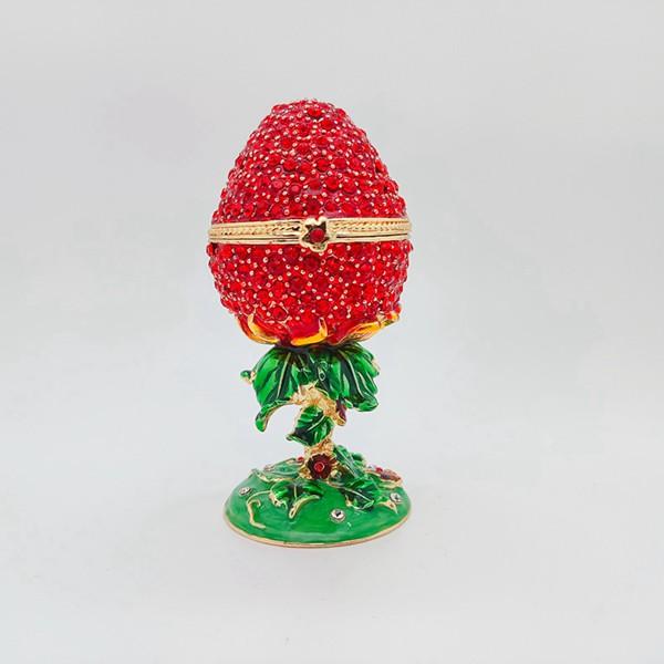 イースターストロベリージュエリーボックス 合金製 植物 ジュエリー収納 トリンケットボックス インテリア 宝物入れ ネックレス ペンダント