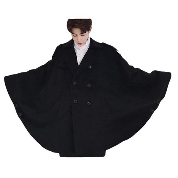 トレンチコート メンズ マント ダブルプレスト ミドル丈 スプリング