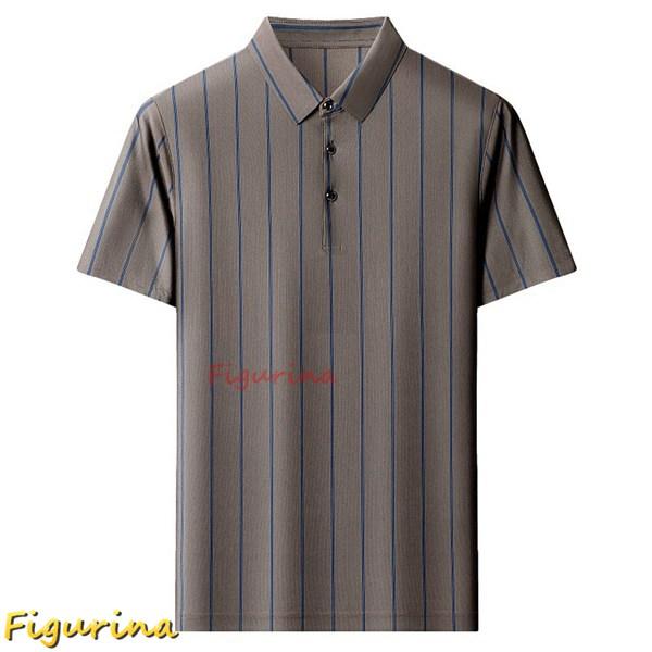 ストライプシャツ ポロシャツ メンズ 半袖 夏服 ビジネス カジュアル 薄手 軽い 通気吸湿 スリット 耐摩耗 速乾 涼しい ファッション