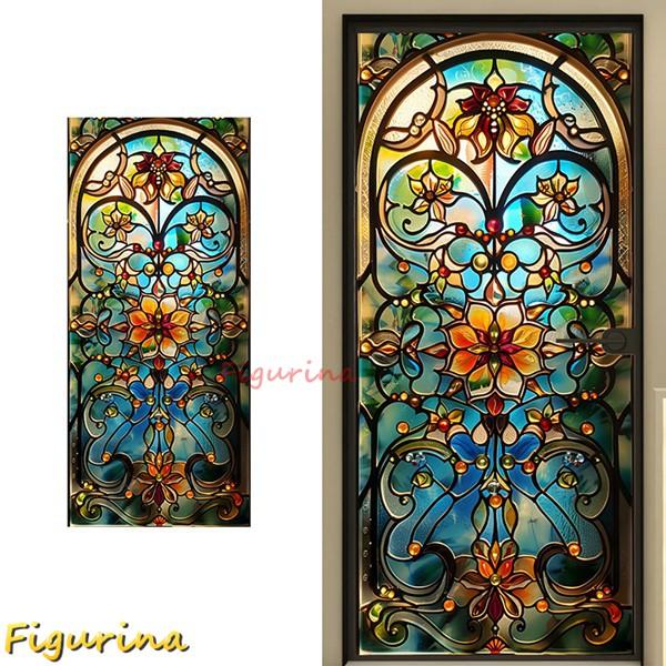 ステンドグラス ガラスフィルム 目隠しシート レトロ プライバシー保護