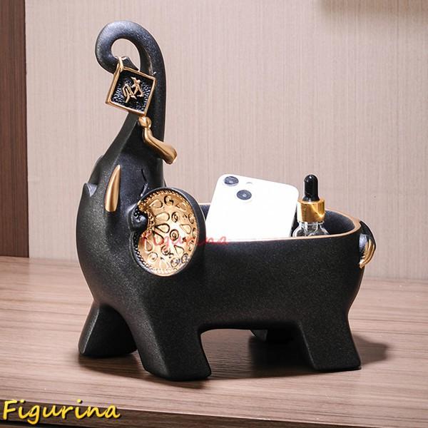 象の像の置物 玄関収納 卓上収納 風水グッズ 縁起物 鍵置き キー収納